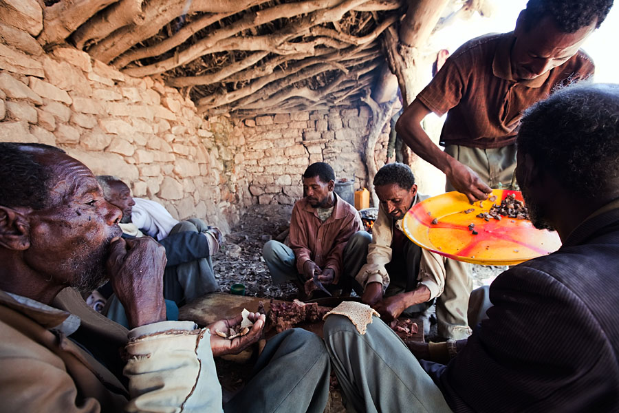 104   A cow is slaughtered and prepared for a local orthodox celebration (near Yohannes Maequddi Rock hewn church)  Ethiopia 